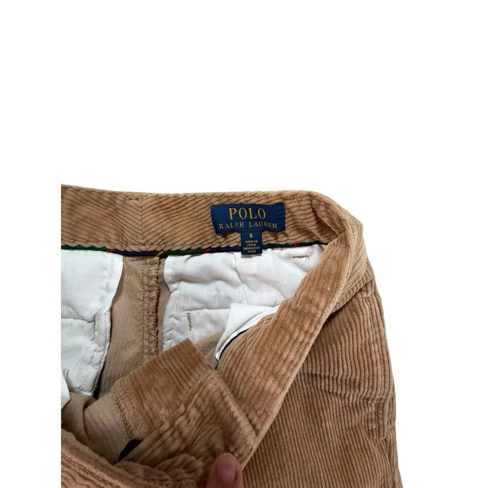 Polo Ralph Lauren Girls Corduroy Pants Tan Beige Size 8 Straight Leg